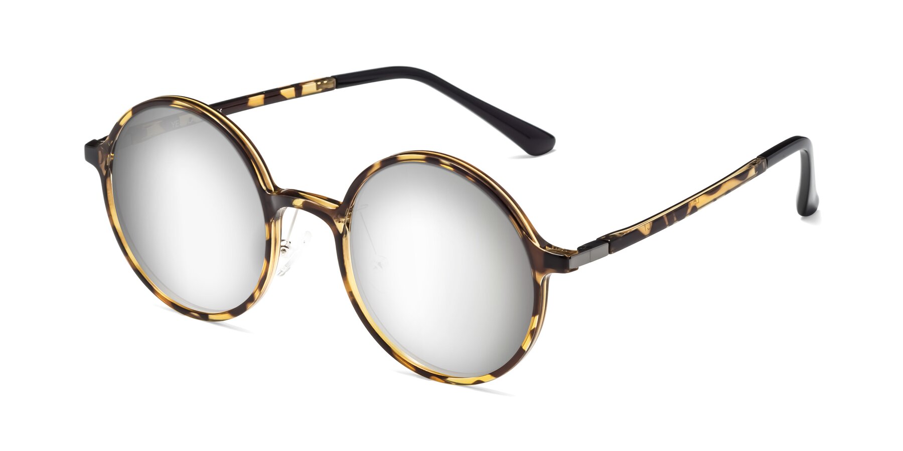 Angle of Lemon in Tortoise with Silver Mirrored Lenses