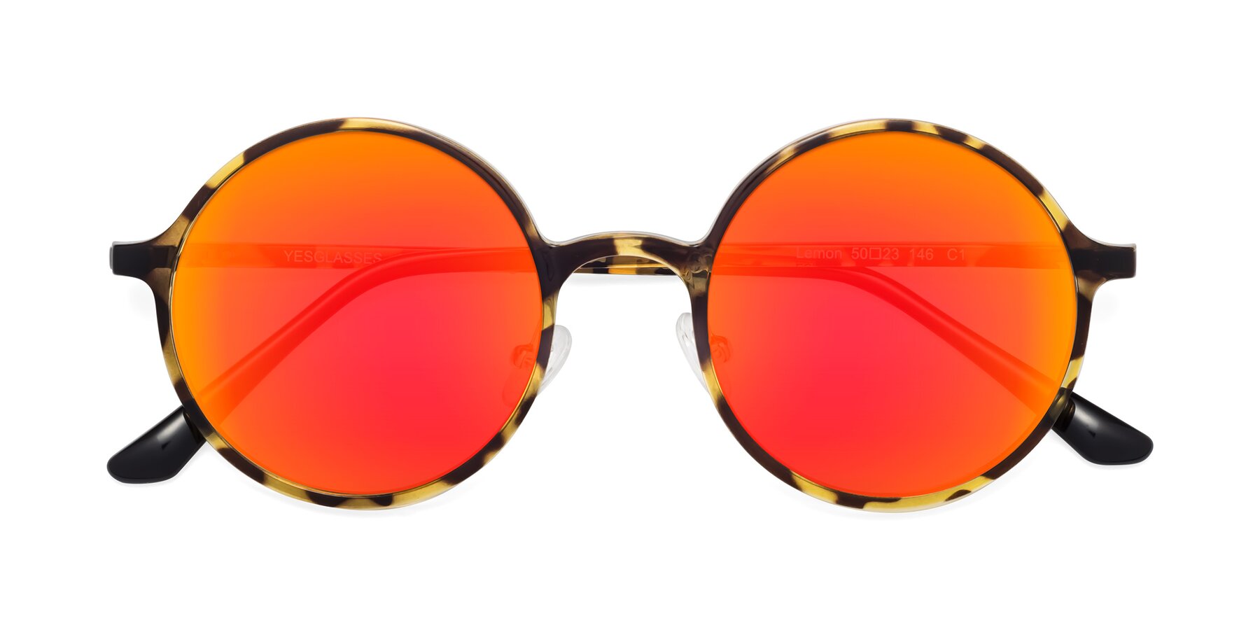 Folded Front of Lemon in Tortoise with Red Gold Mirrored Lenses