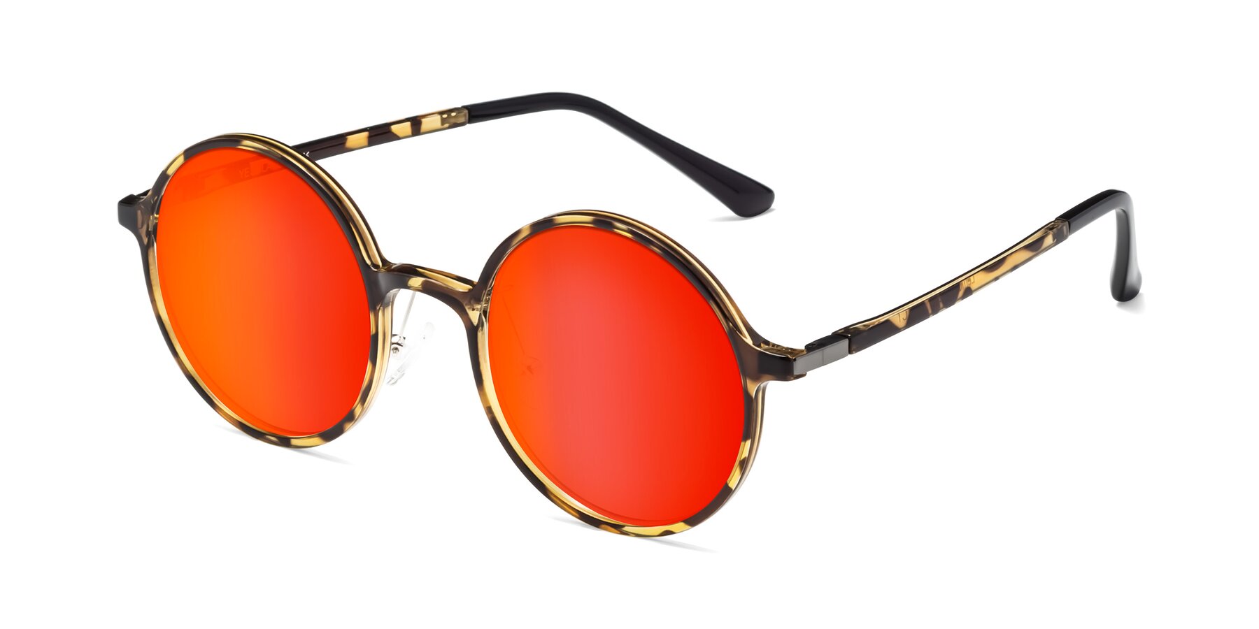 Angle of Lemon in Tortoise with Red Gold Mirrored Lenses