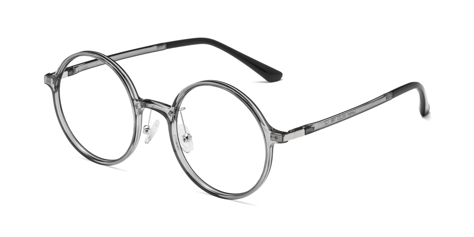 Angle of Lemon in Transparent Gray with Clear Eyeglass Lenses