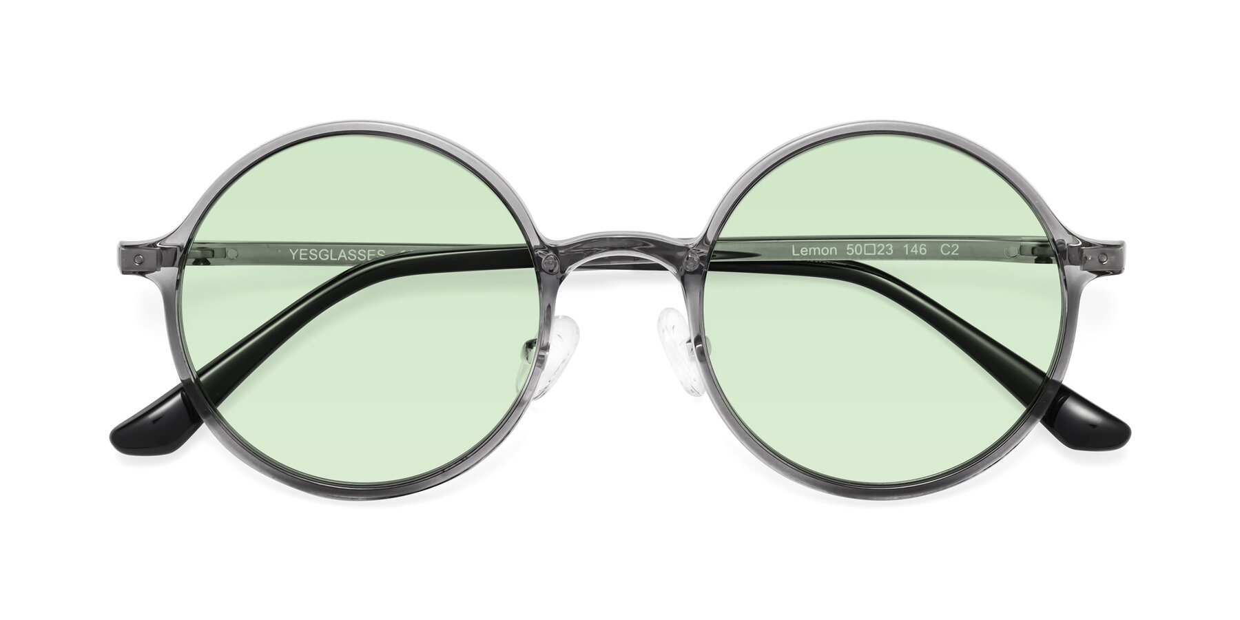 Folded Front of Lemon in Transparent Gray with Light Green Tinted Lenses