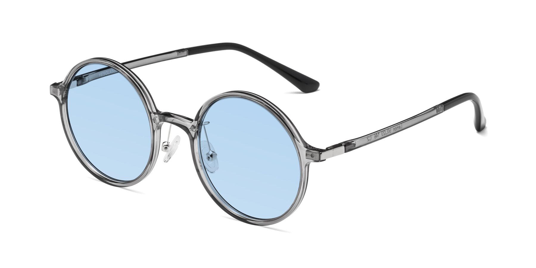 Angle of Lemon in Transparent Gray with Light Blue Tinted Lenses