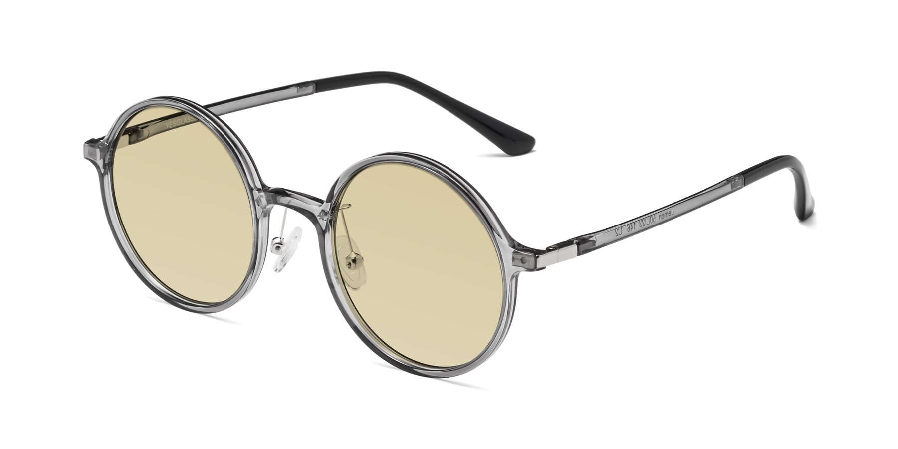 Angle of Lemon in Transparent Gray with Light Champagne Tinted Lenses