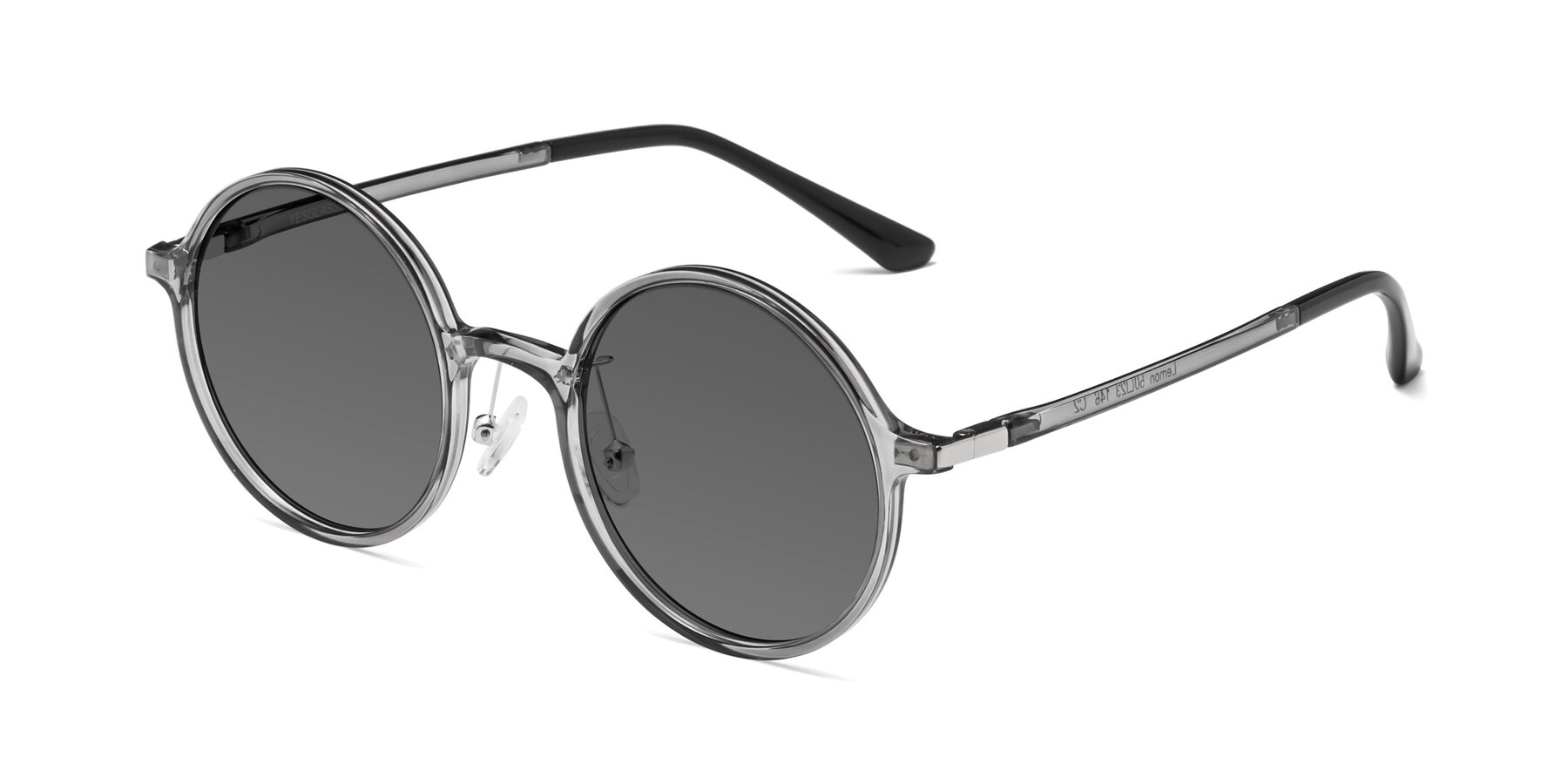 Angle of Lemon in Transparent Gray with Medium Gray Tinted Lenses