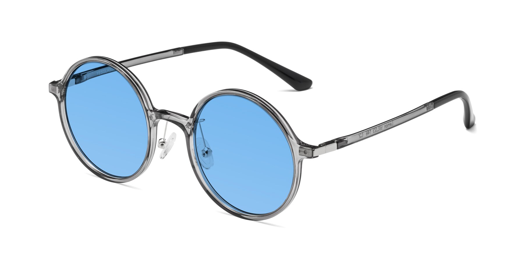 Angle of Lemon in Transparent Gray with Medium Blue Tinted Lenses