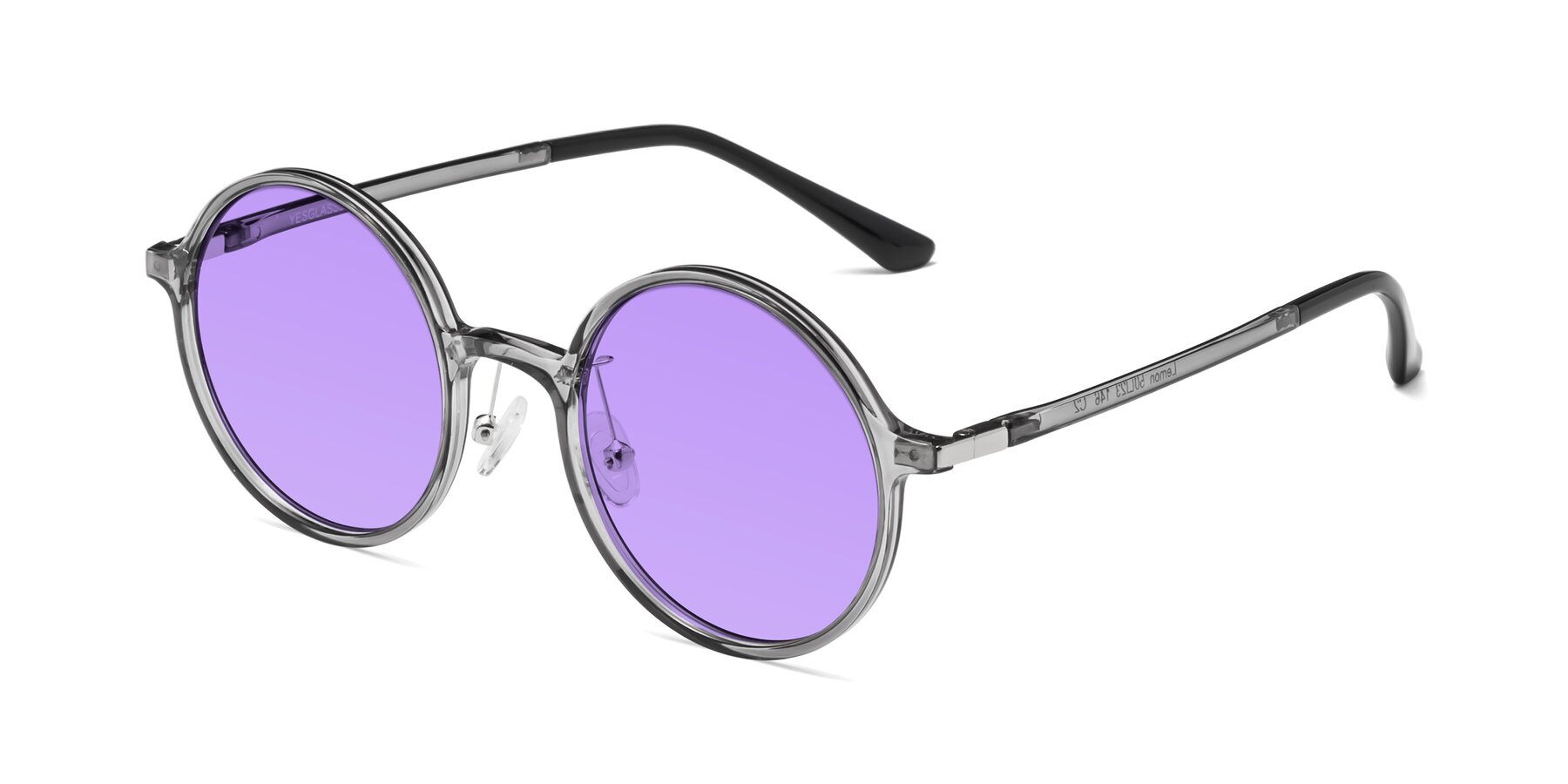 Angle of Lemon in Transparent Gray with Medium Purple Tinted Lenses