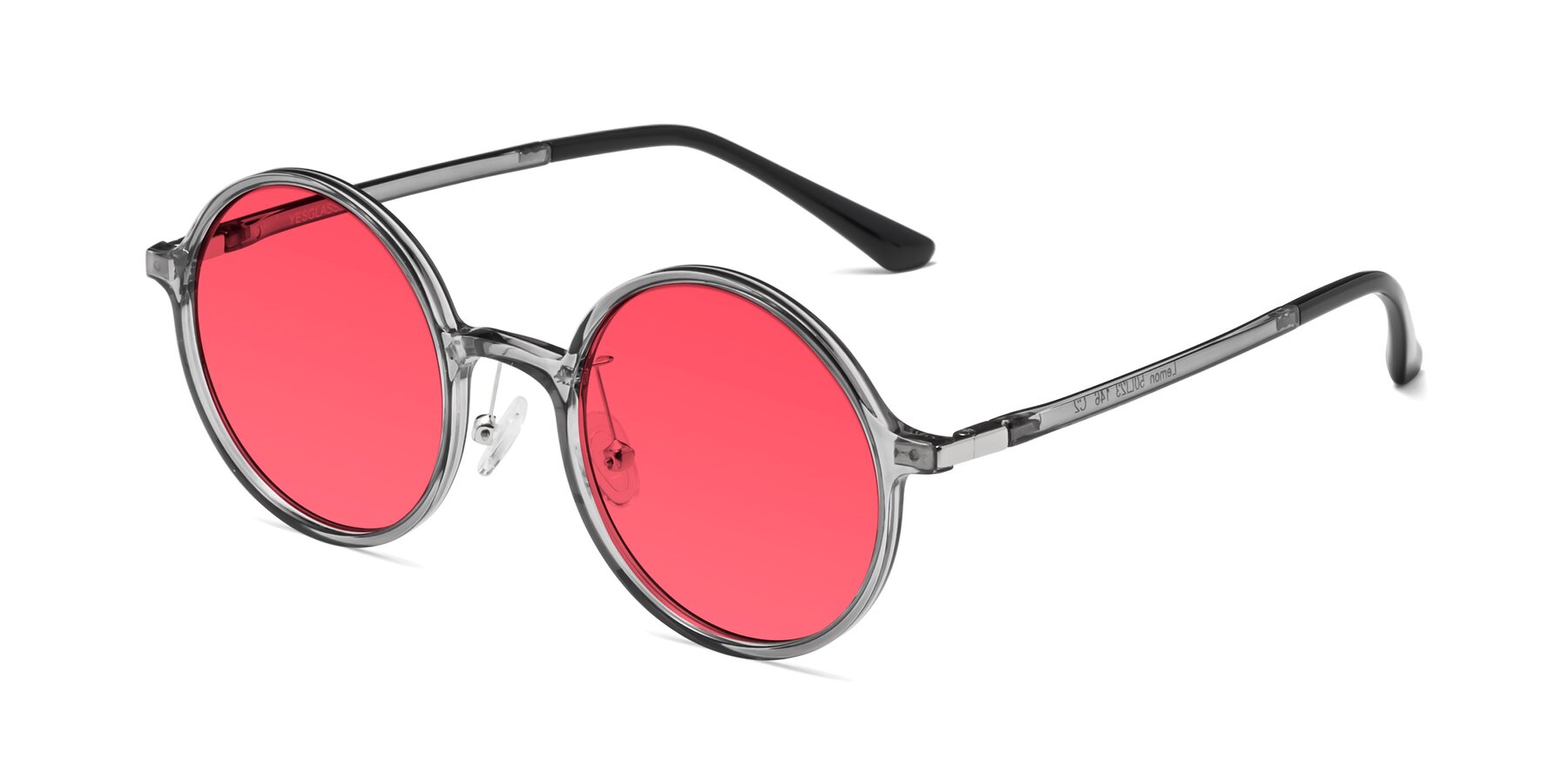 Angle of Lemon in Transparent Gray with Red Tinted Lenses