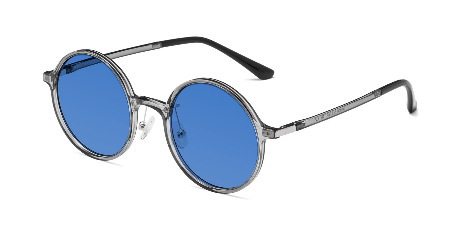 Angle of Lemon in Transparent Gray with Blue Tinted Lenses