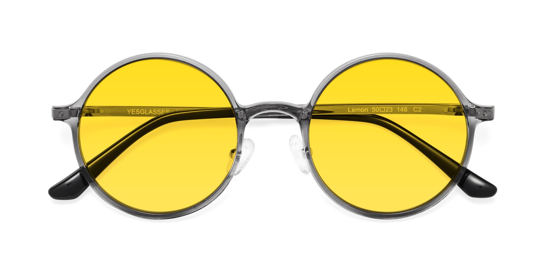 Folded Front of Lemon in Transparent Gray with Yellow Tinted Lenses