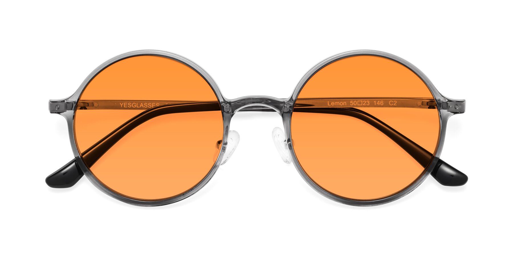 Folded Front of Lemon in Transparent Gray with Orange Tinted Lenses