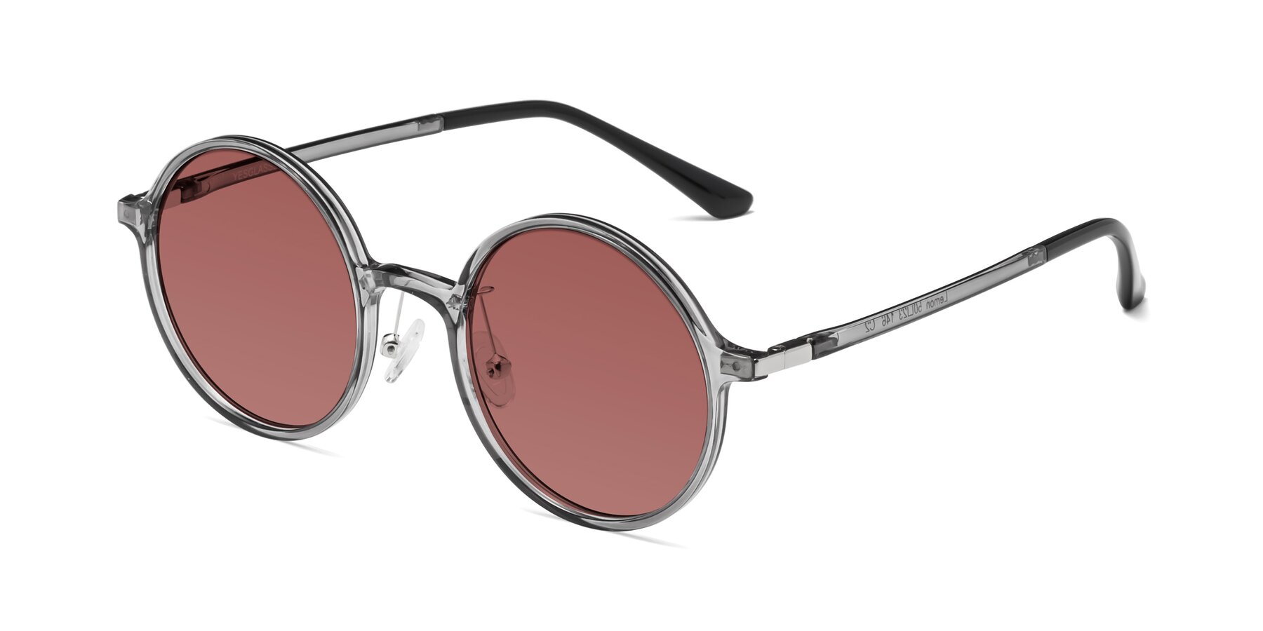 Angle of Lemon in Transparent Gray with Garnet Tinted Lenses