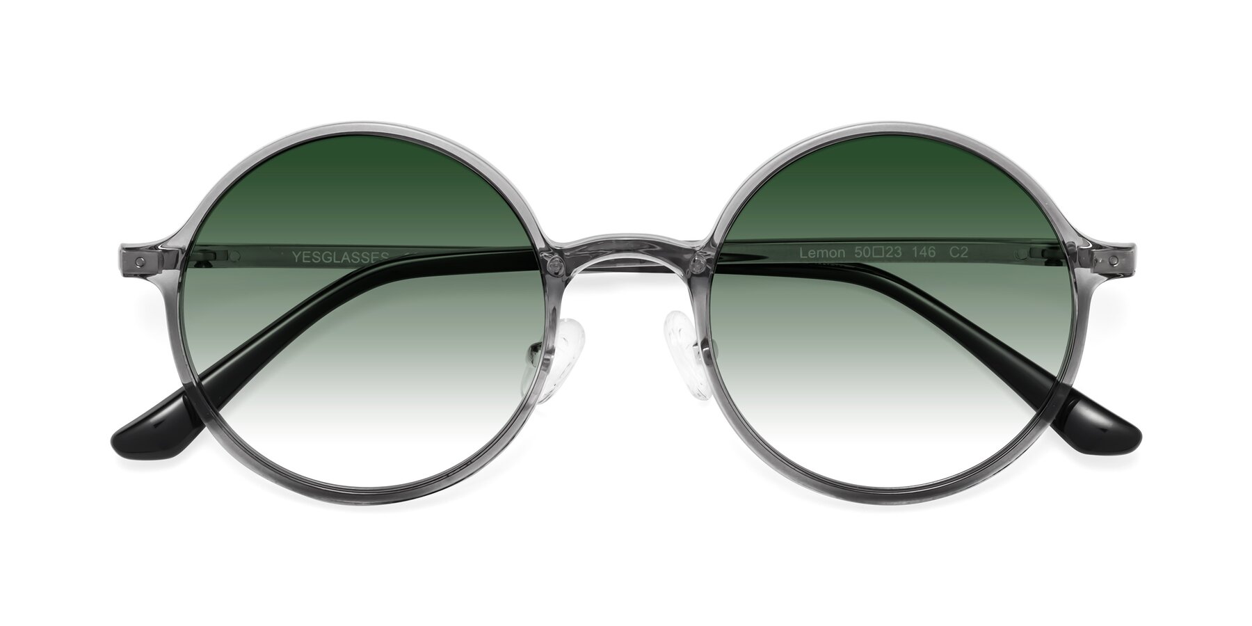 Folded Front of Lemon in Transparent Gray with Green Gradient Lenses
