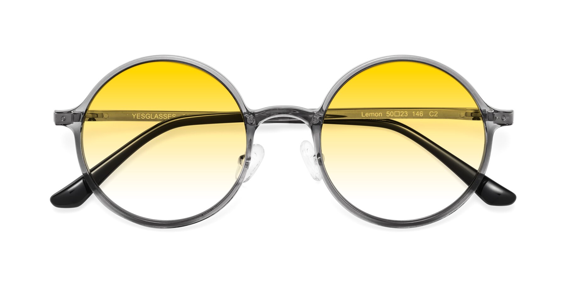 Folded Front of Lemon in Transparent Gray with Yellow Gradient Lenses