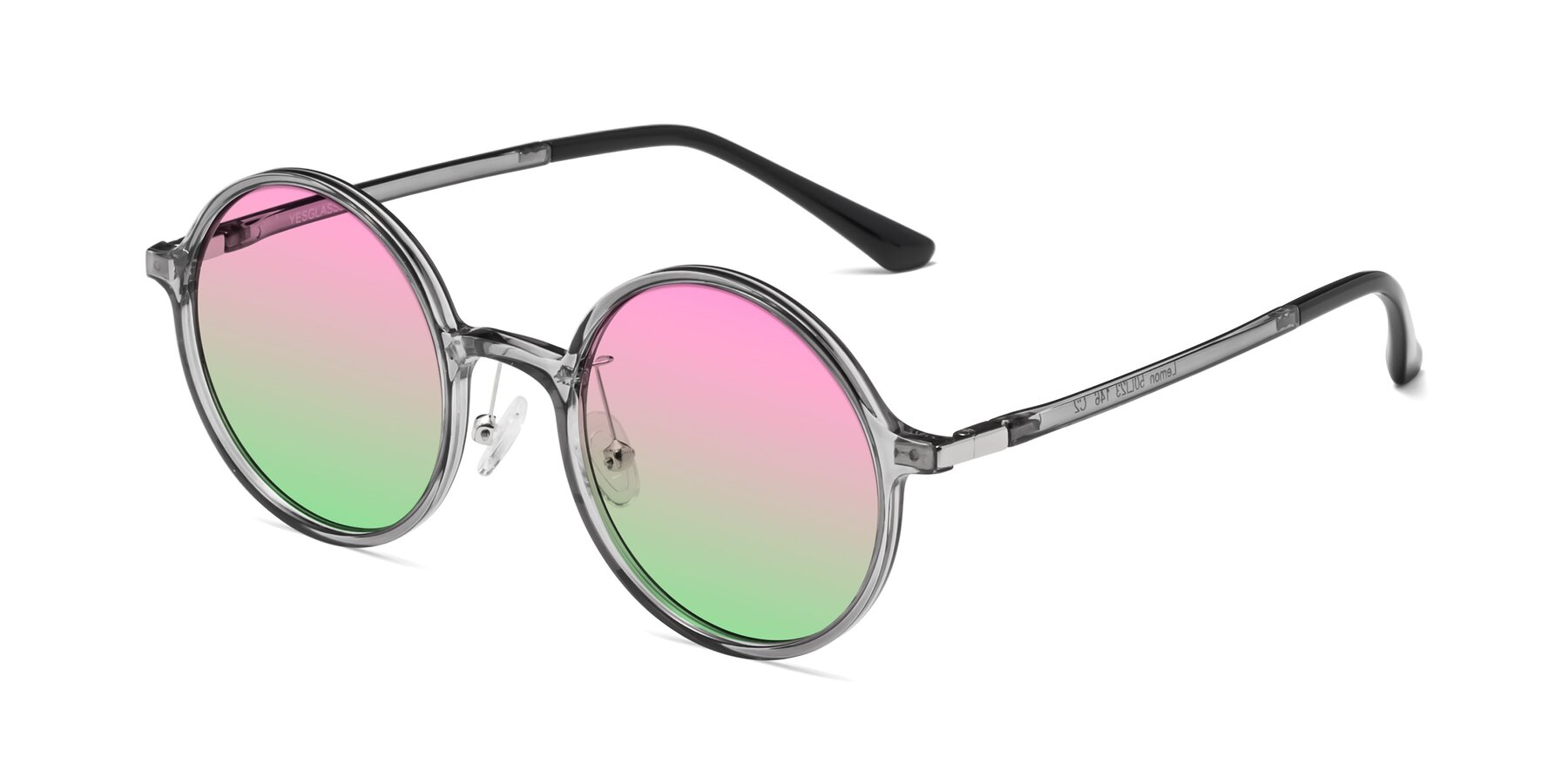 Angle of Lemon in Transparent Gray with Pink / Green Gradient Lenses