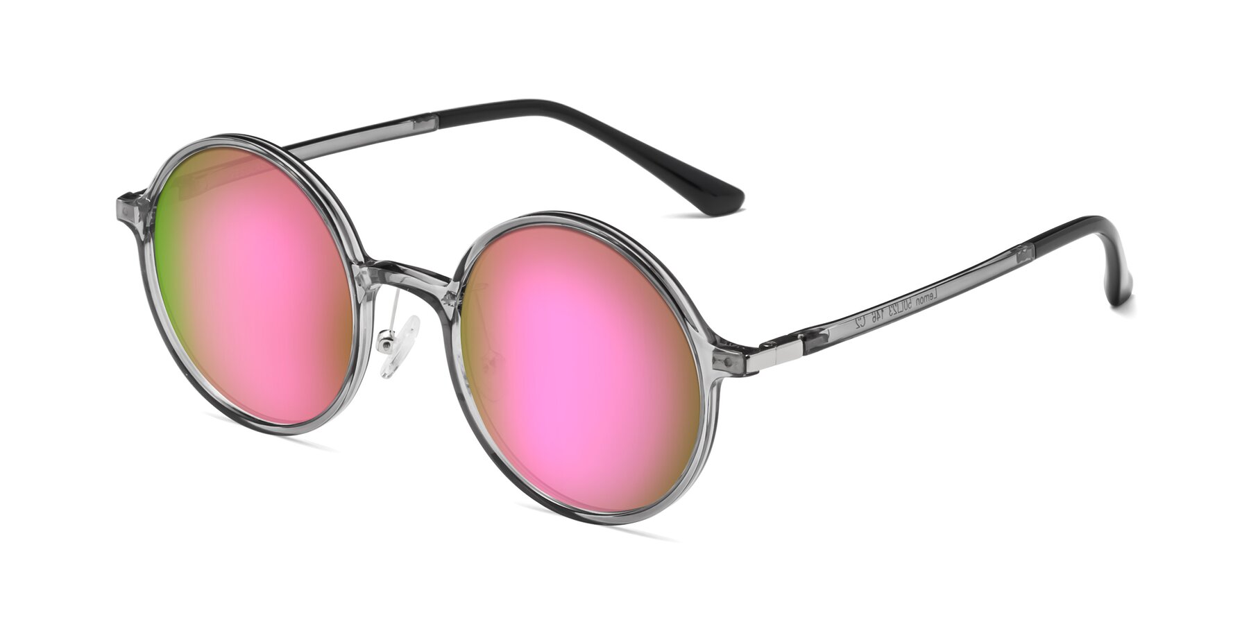 Angle of Lemon in Transparent Gray with Pink Mirrored Lenses