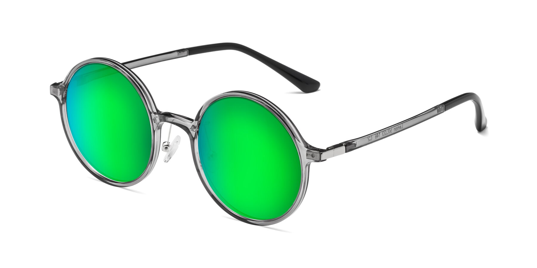 Angle of Lemon in Transparent Gray with Green Mirrored Lenses