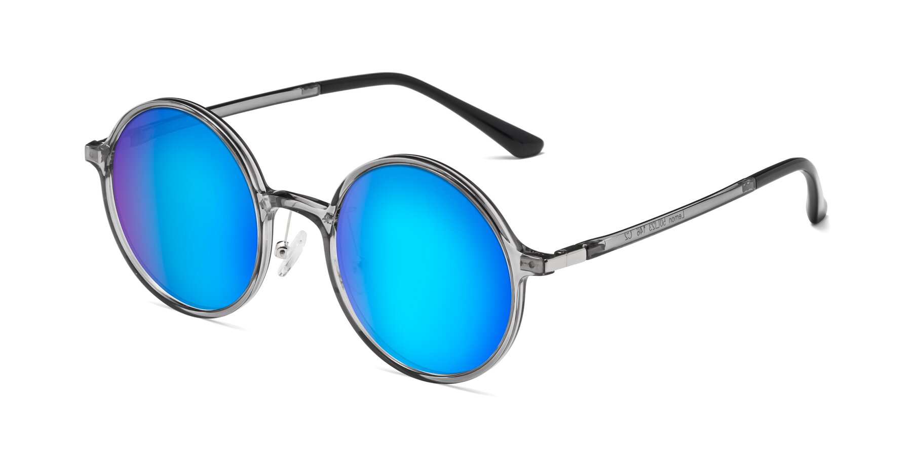 Angle of Lemon in Transparent Gray with Blue Mirrored Lenses