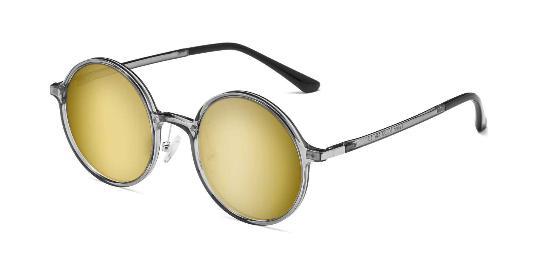 Angle of Lemon in Transparent Gray with Gold Mirrored Lenses