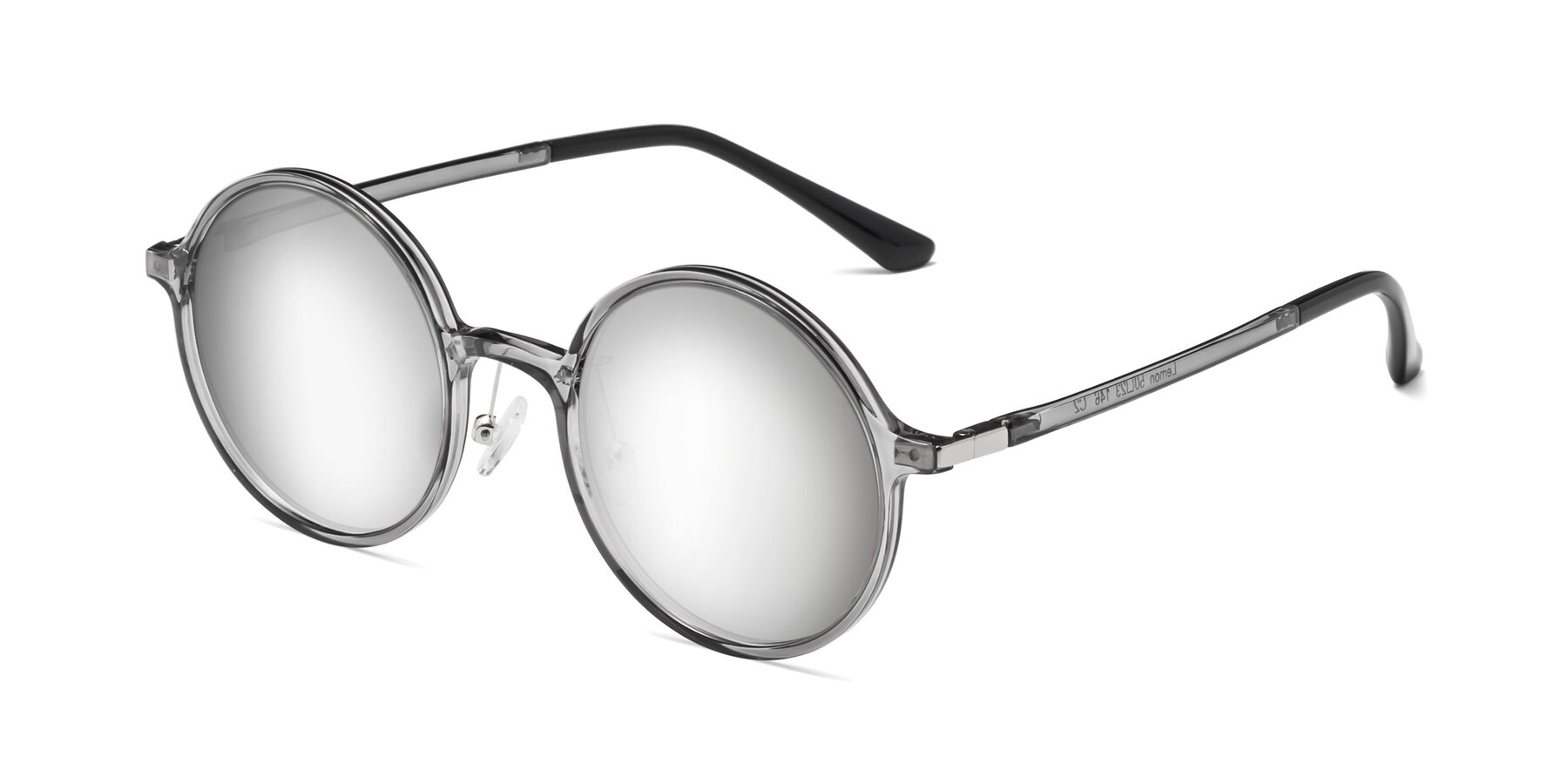 Angle of Lemon in Transparent Gray with Silver Mirrored Lenses