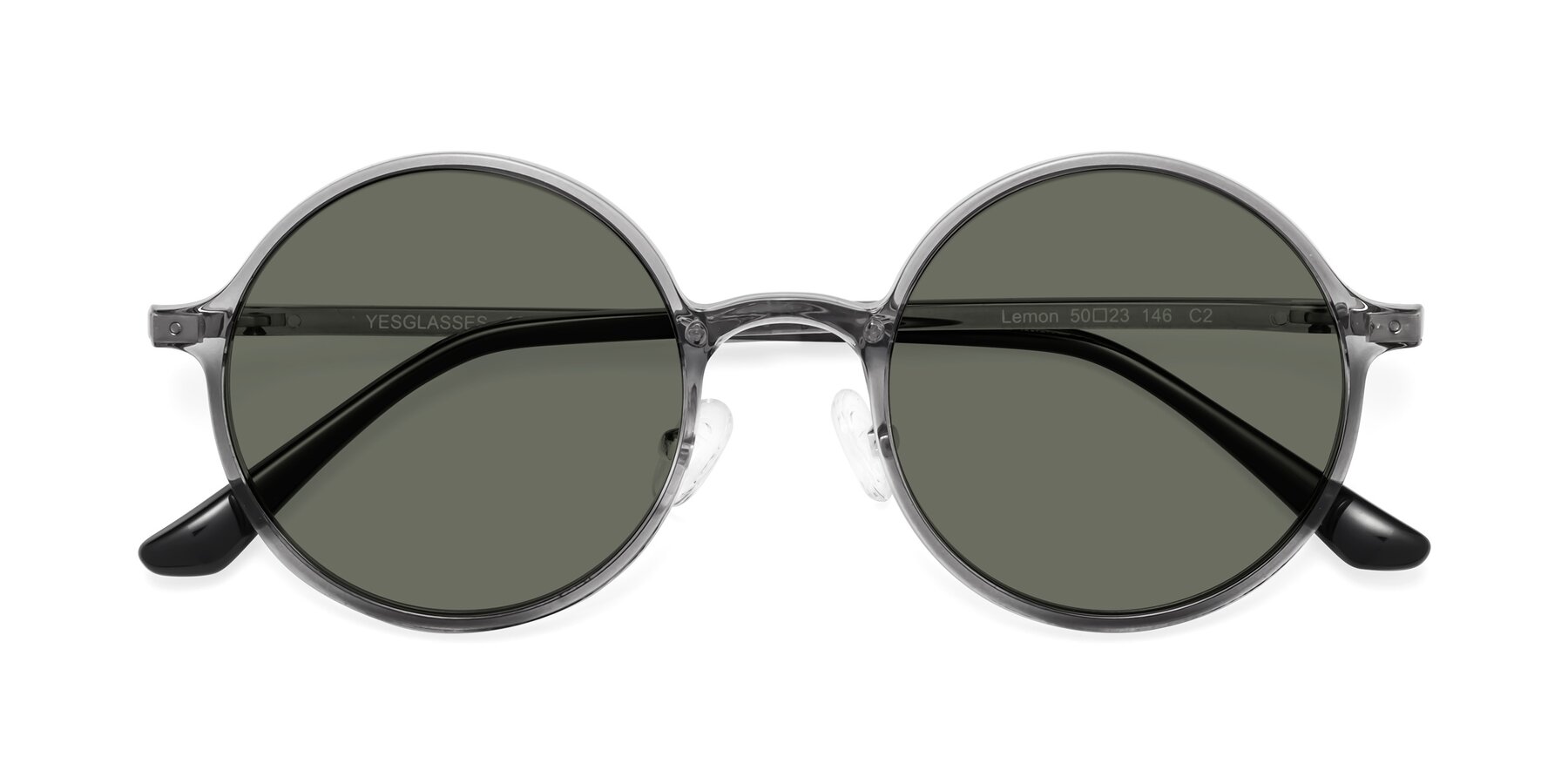 Folded Front of Lemon in Transparent Gray with Gray Polarized Lenses