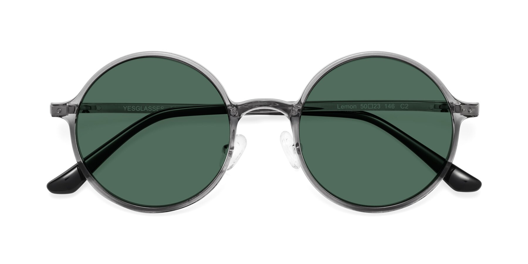Folded Front of Lemon in Transparent Gray with Green Polarized Lenses