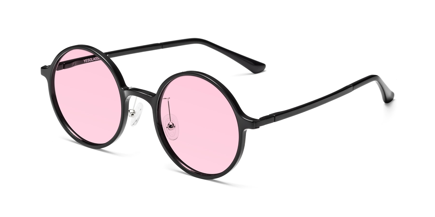 Angle of Lemon in Black with Light Pink Tinted Lenses