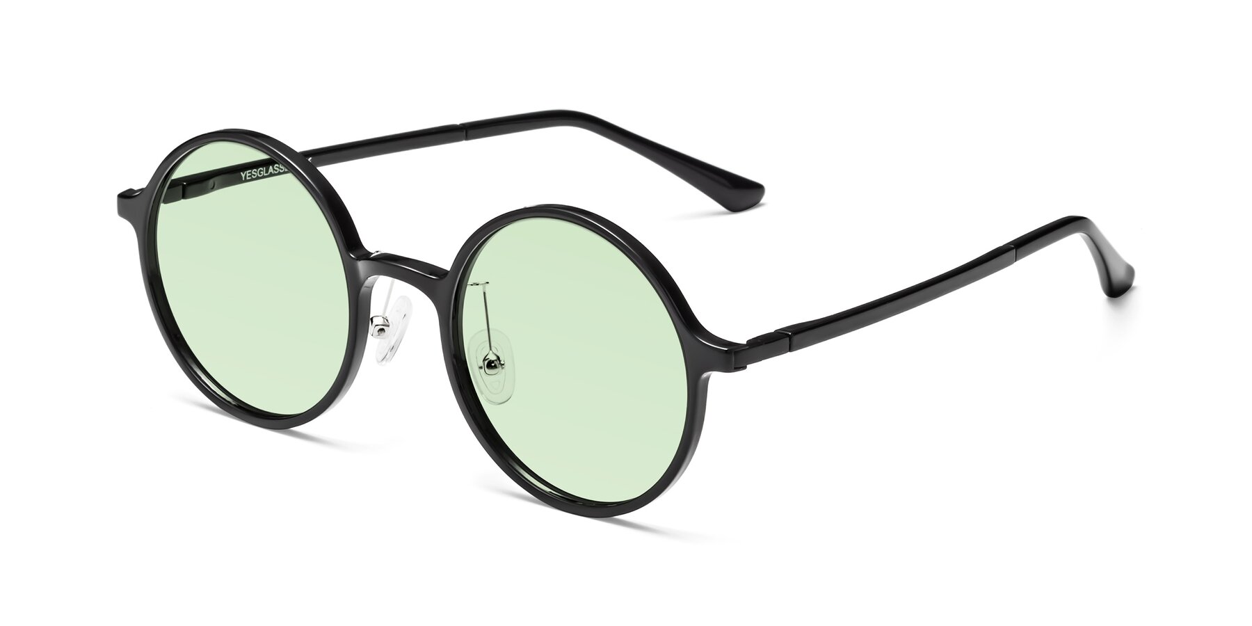 Angle of Lemon in Black with Light Green Tinted Lenses