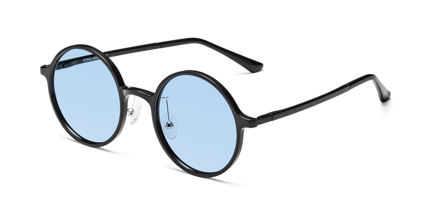 Angle of Lemon in Black with Light Blue Tinted Lenses