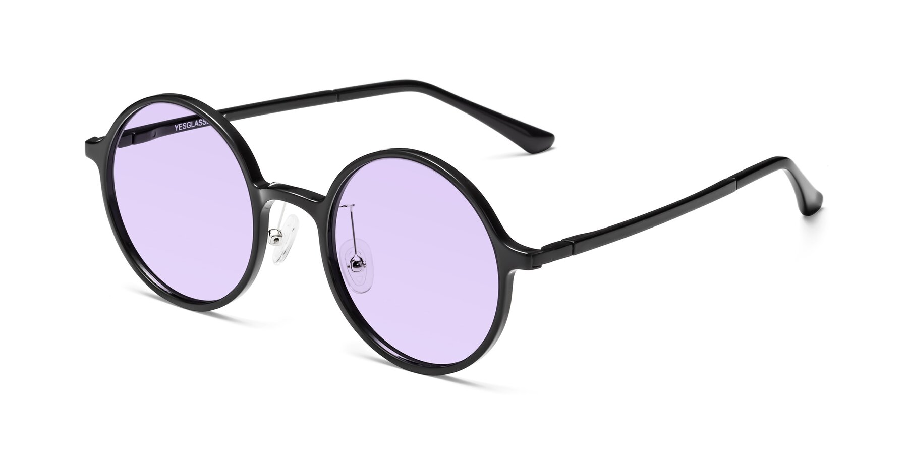 Angle of Lemon in Black with Light Purple Tinted Lenses
