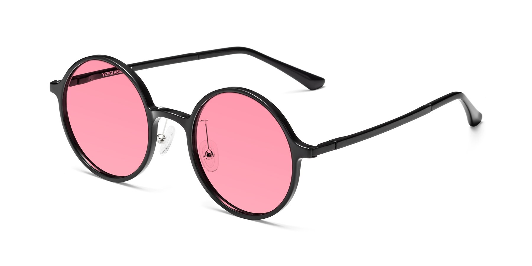 Angle of Lemon in Black with Pink Tinted Lenses