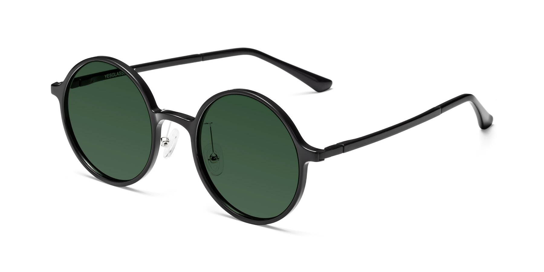 Angle of Lemon in Black with Green Tinted Lenses