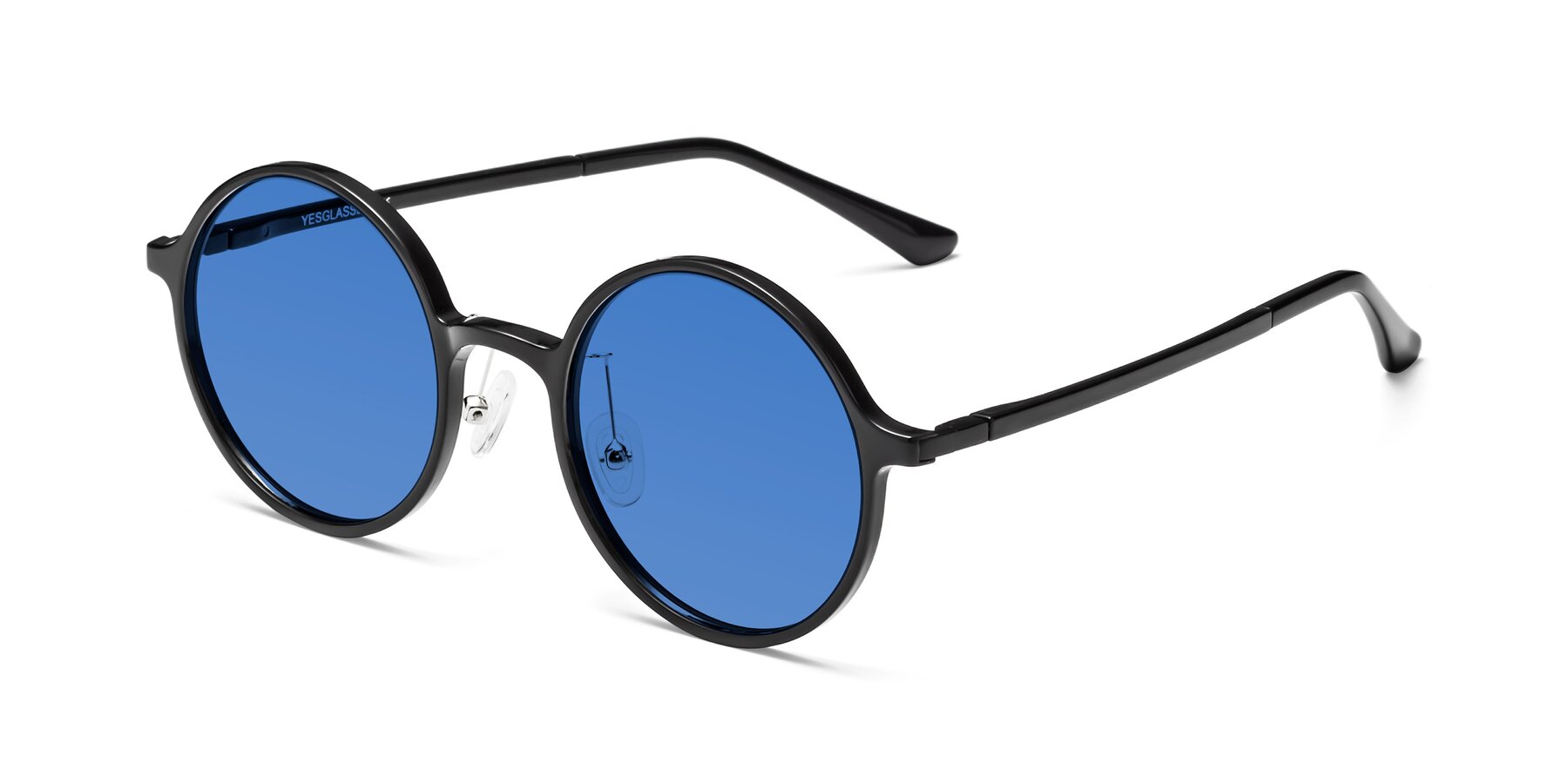 Angle of Lemon in Black with Blue Tinted Lenses