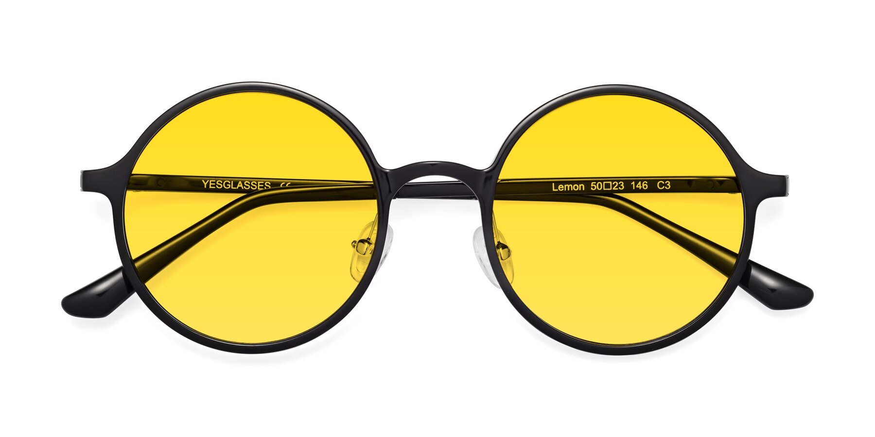 Folded Front of Lemon in Black with Yellow Tinted Lenses