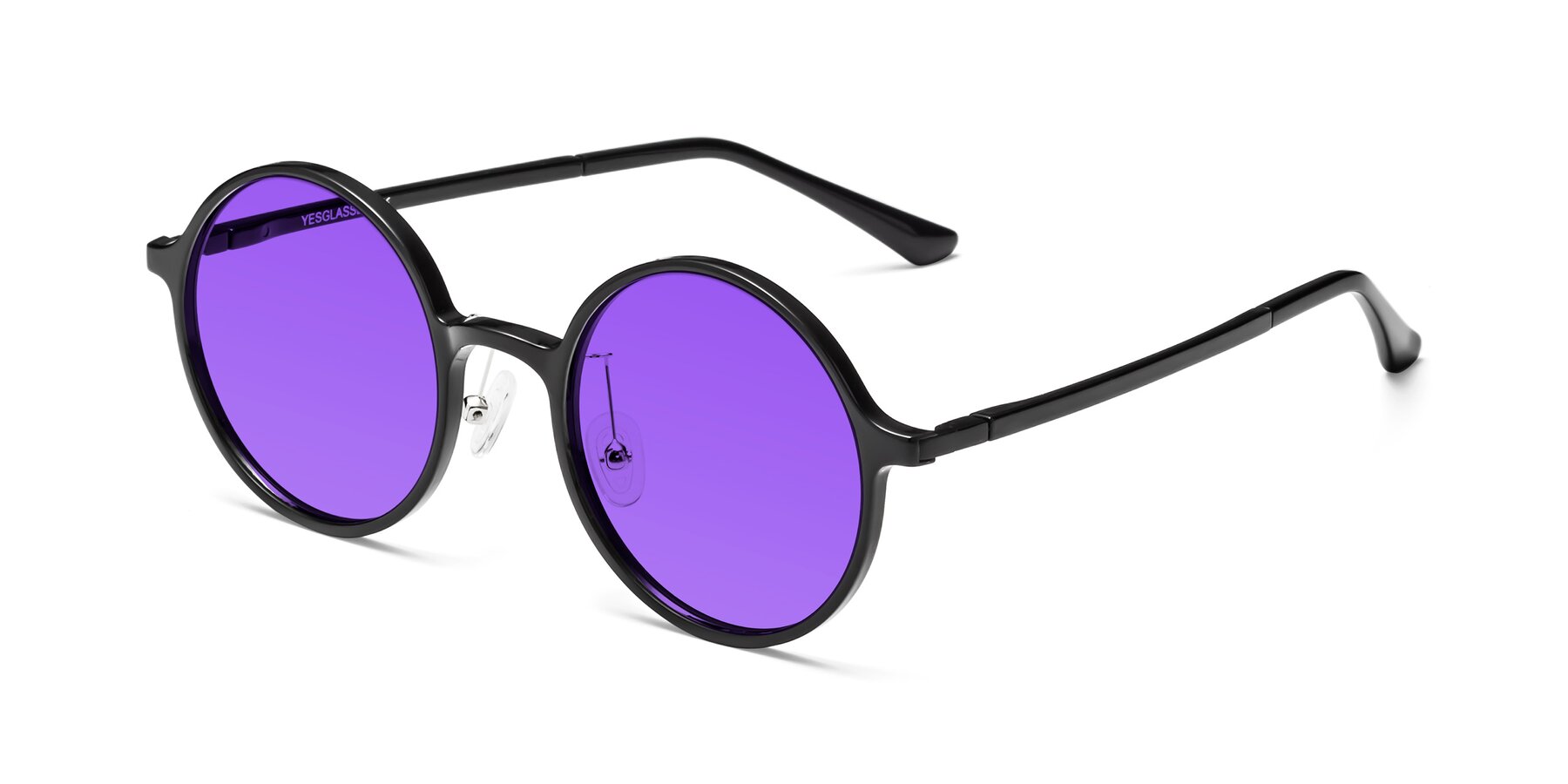 Angle of Lemon in Black with Purple Tinted Lenses