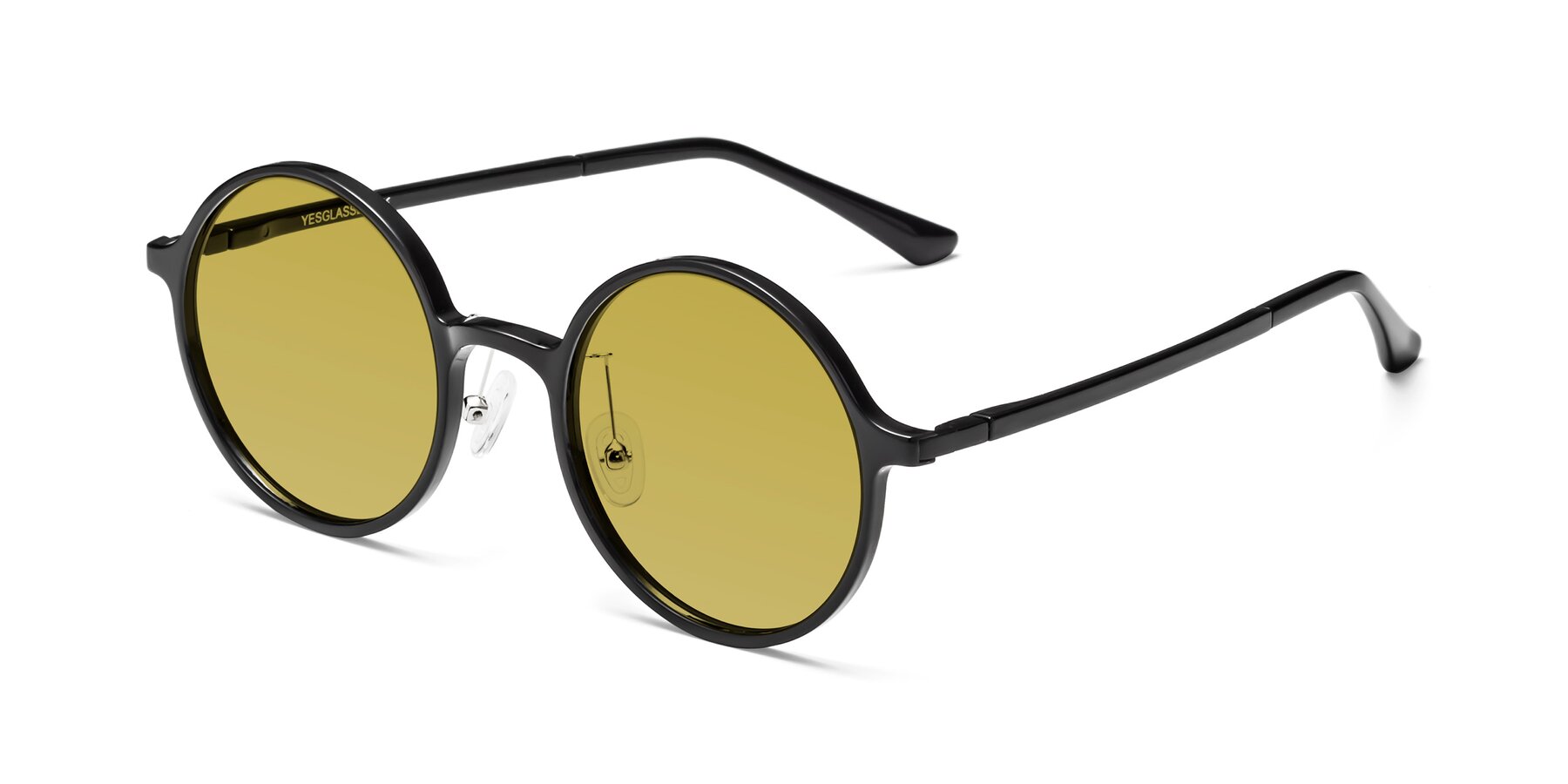 Angle of Lemon in Black with Champagne Tinted Lenses