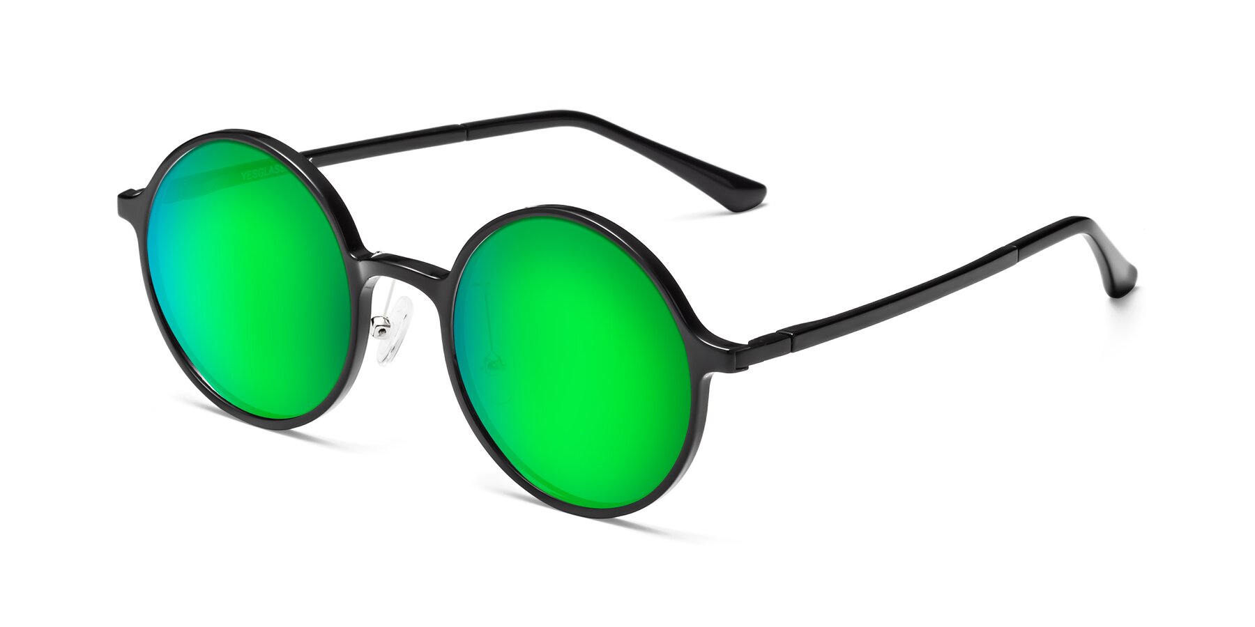 Angle of Lemon in Black with Green Mirrored Lenses