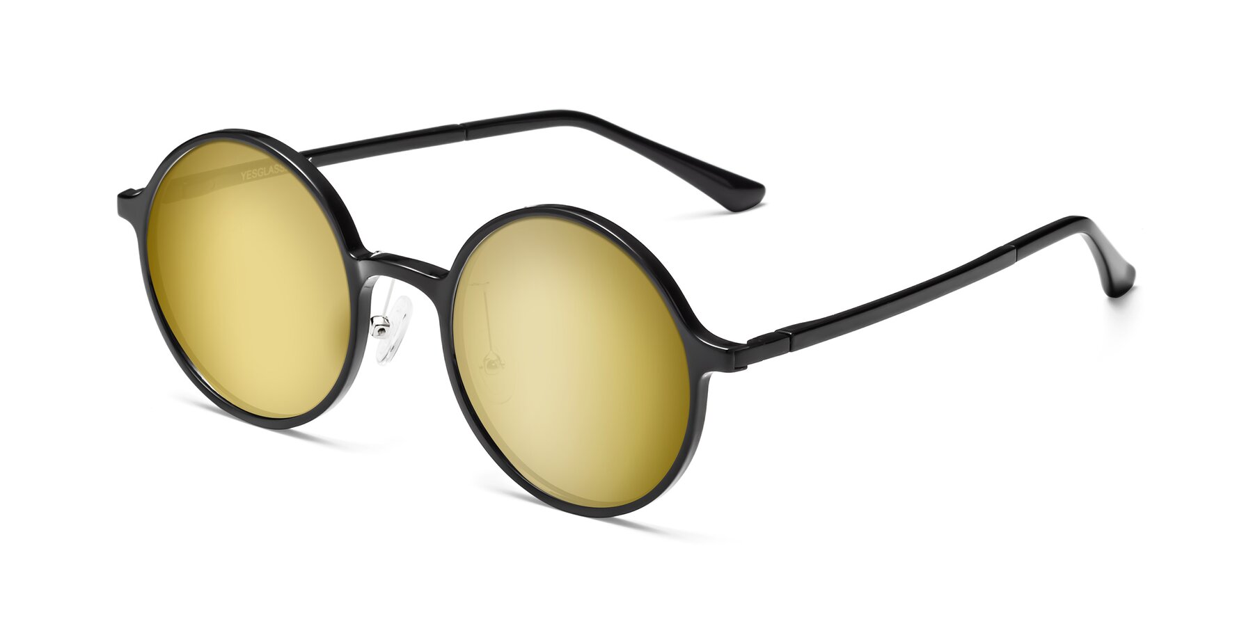 Angle of Lemon in Black with Gold Mirrored Lenses