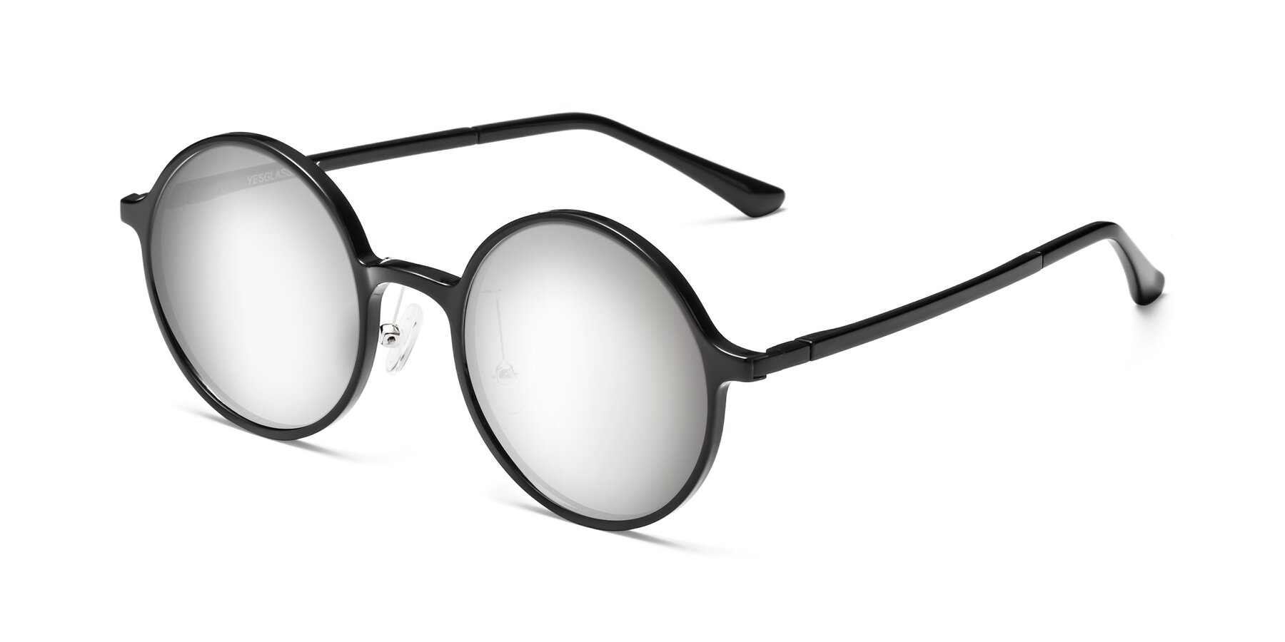 Angle of Lemon in Black with Silver Mirrored Lenses