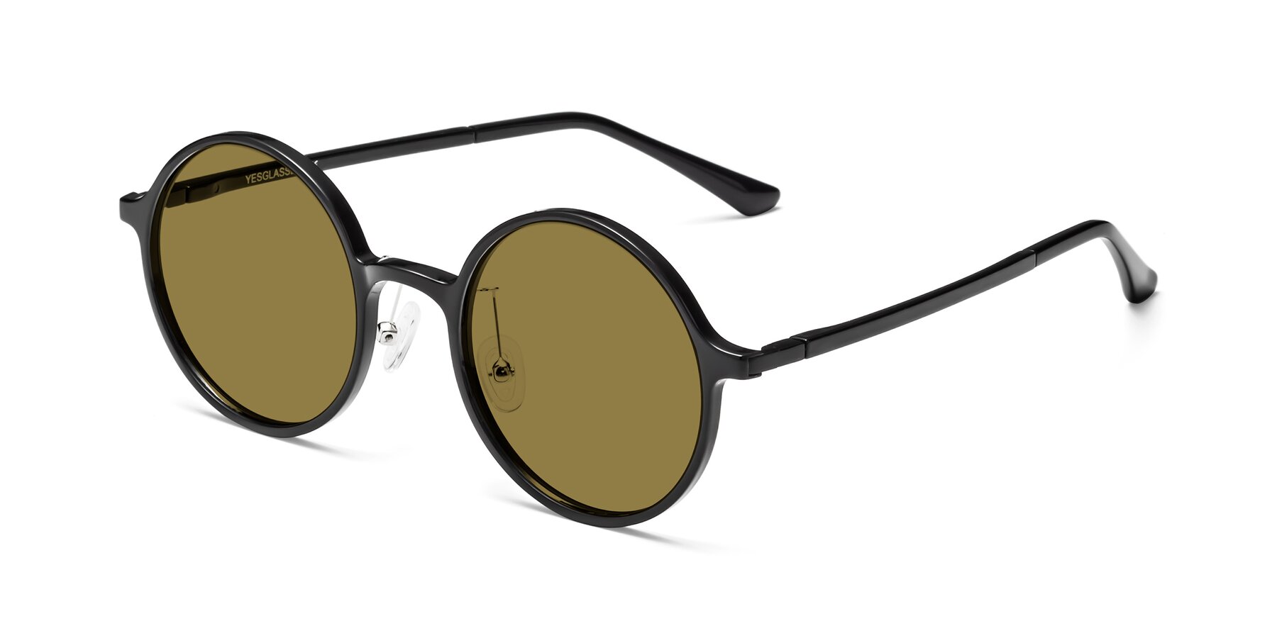 Angle of Lemon in Black with Brown Polarized Lenses