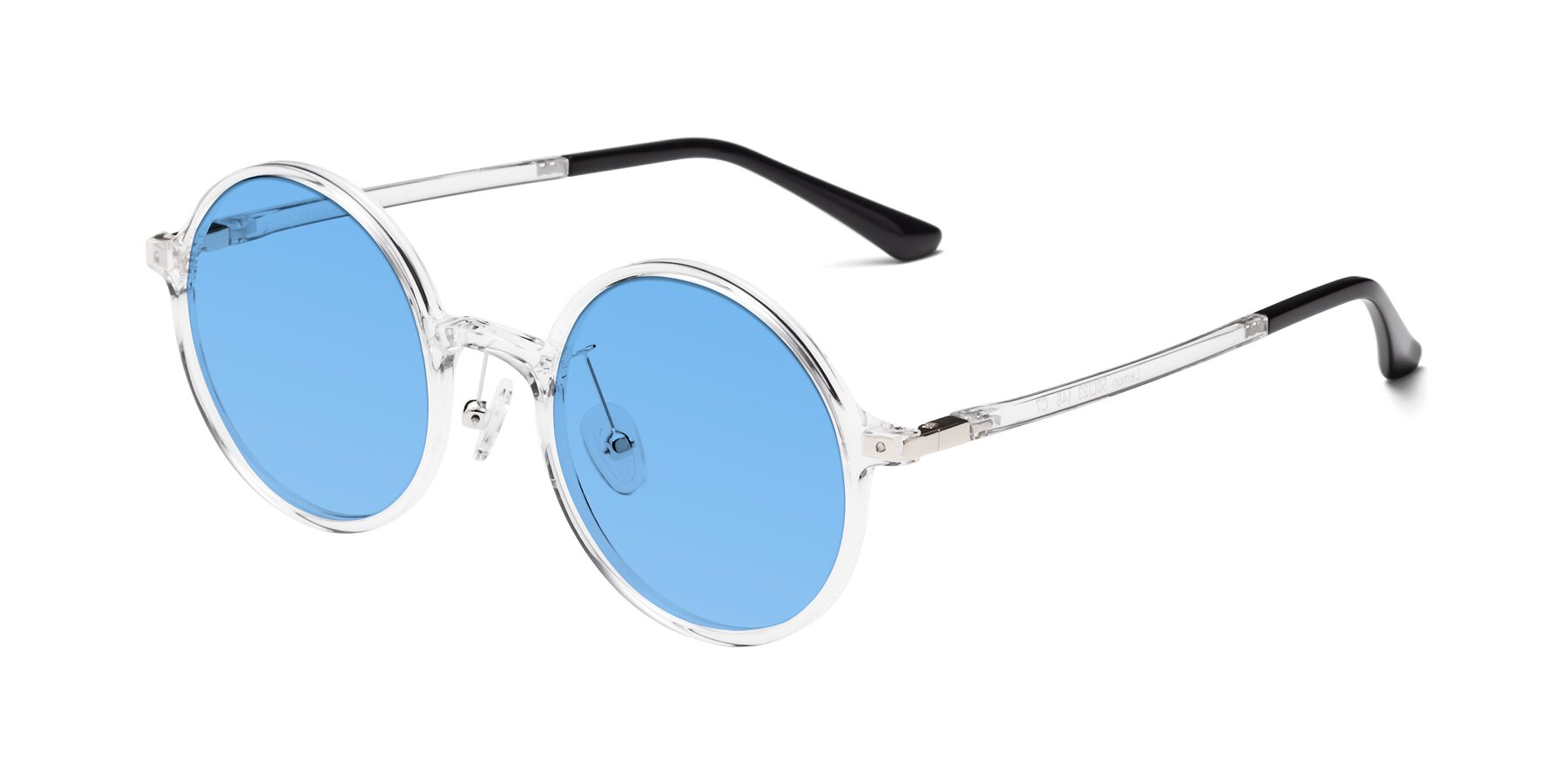 Angle of Lemon in Clear with Medium Blue Tinted Lenses