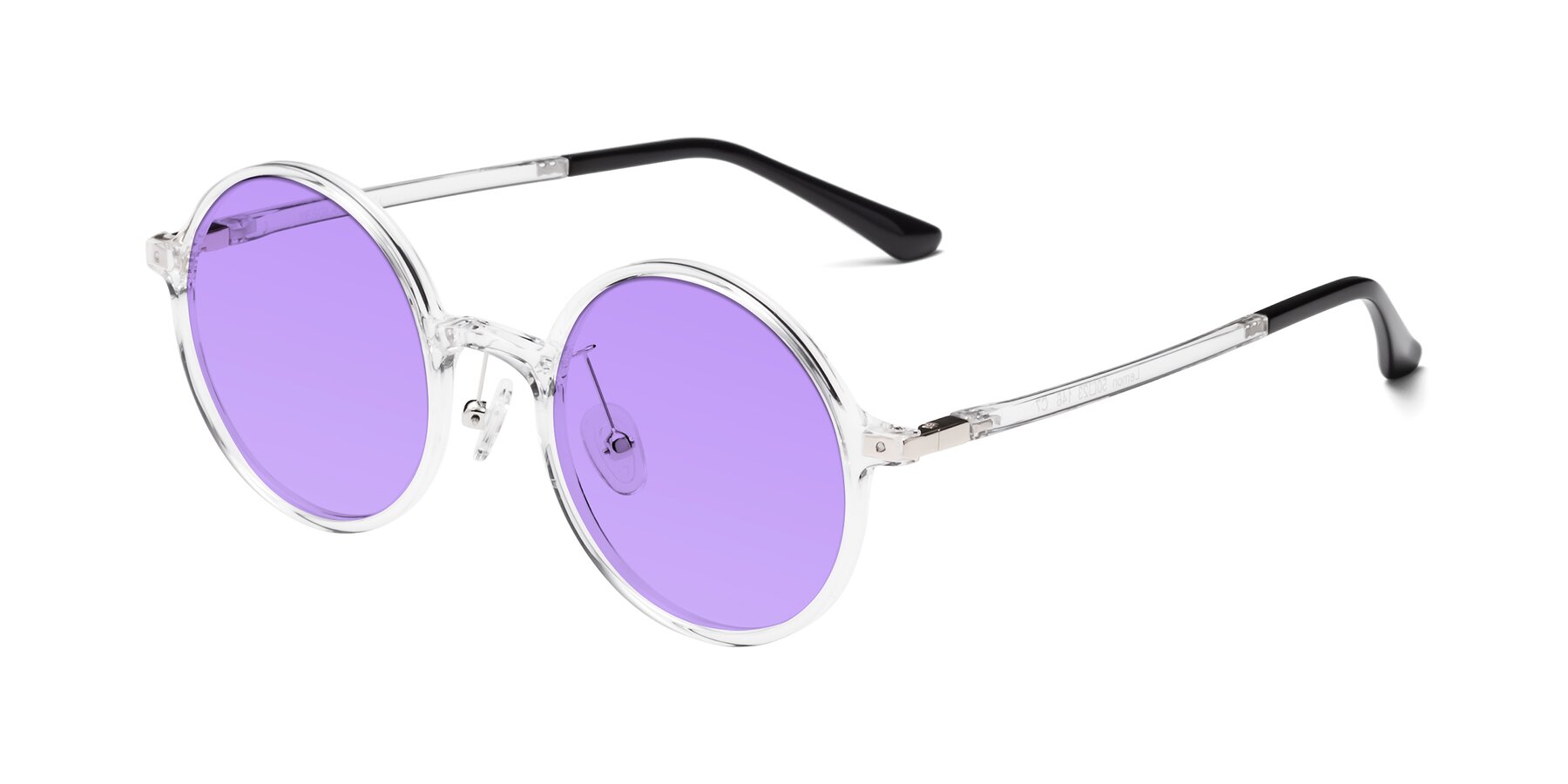 Angle of Lemon in Clear with Medium Purple Tinted Lenses