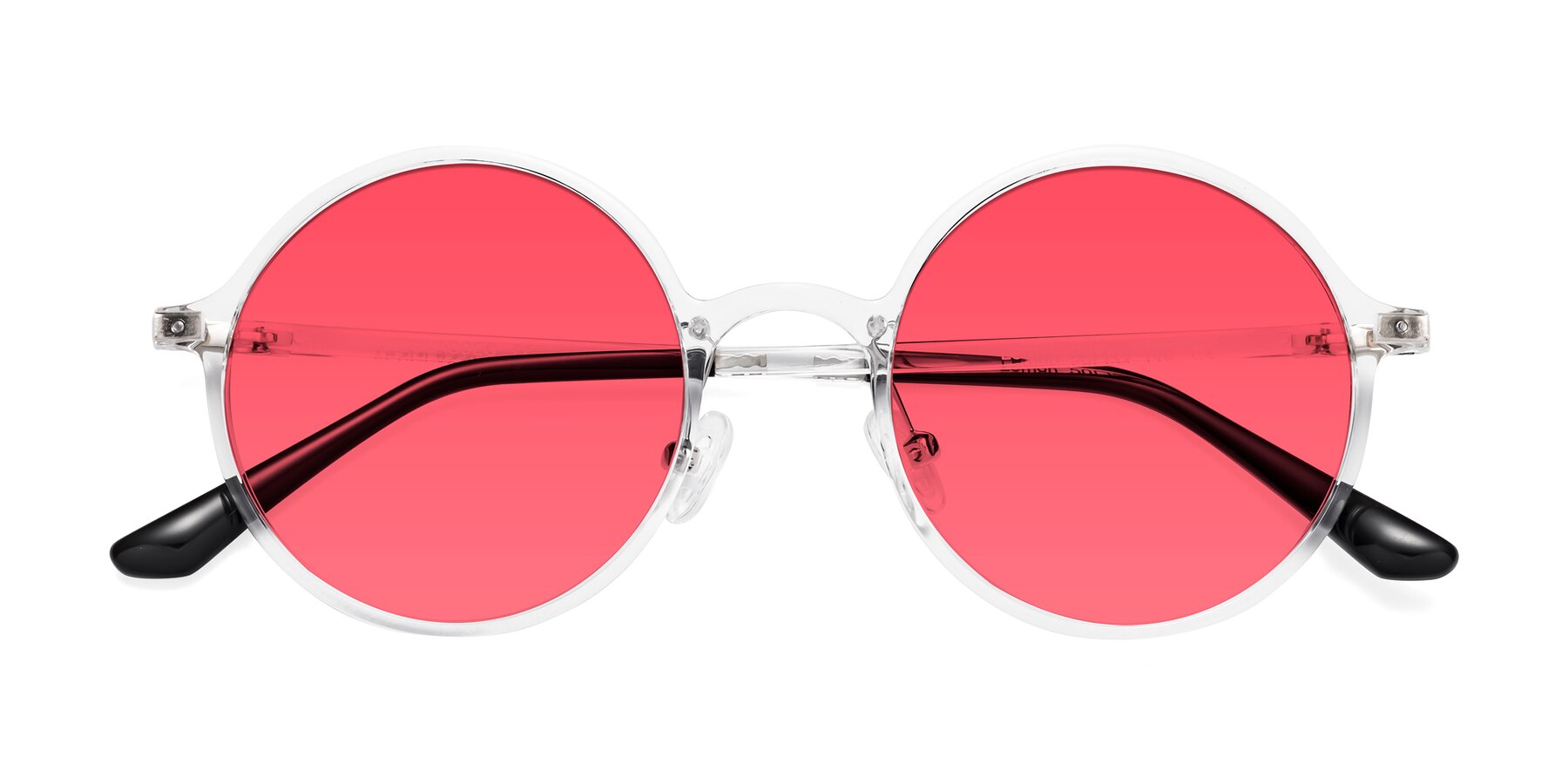 Clear Retro-Vintage Thin Tinted Sunglasses Red Sunwear Lenses -