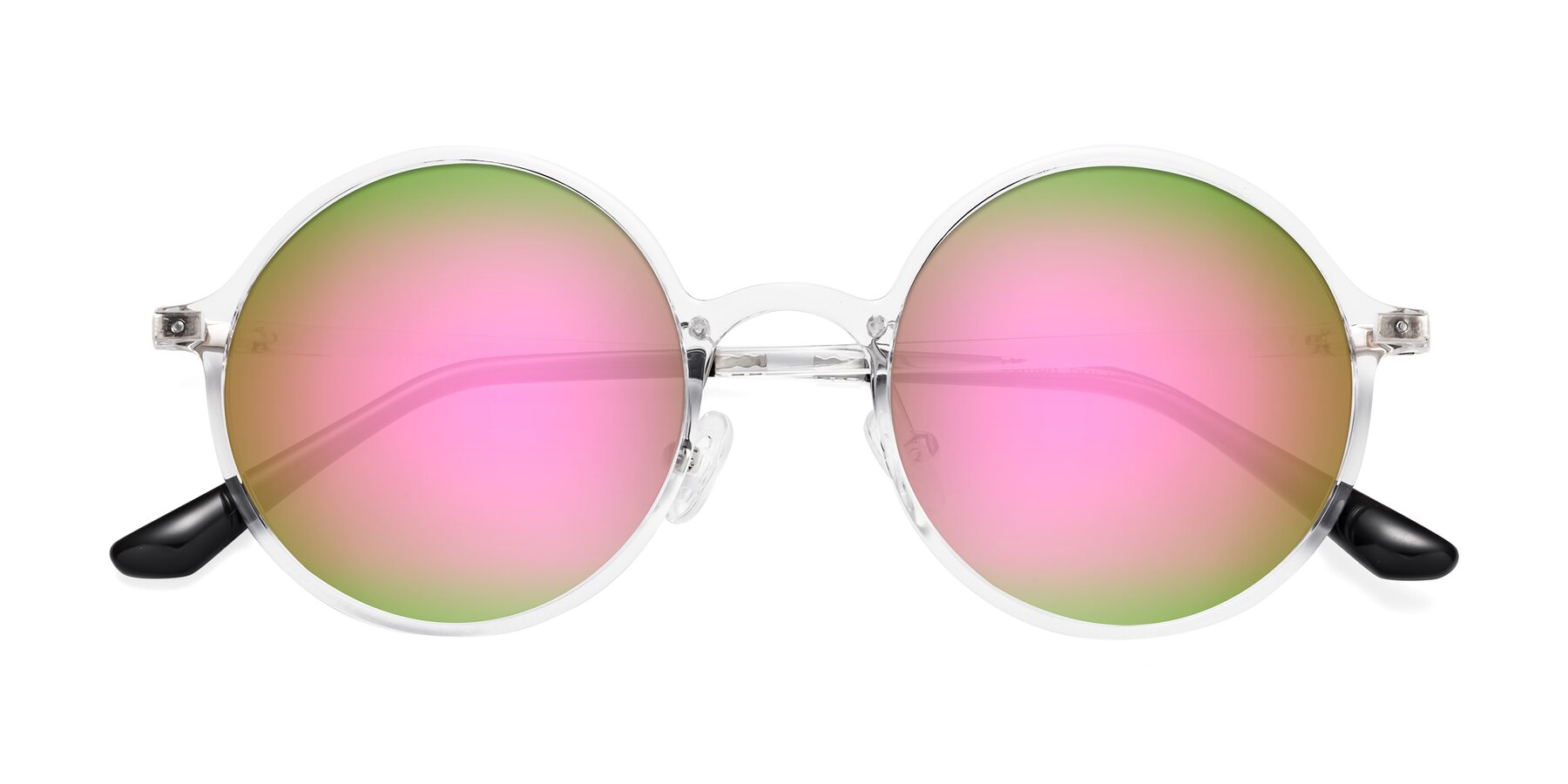 Folded Front of Lemon in Clear with Pink Mirrored Lenses