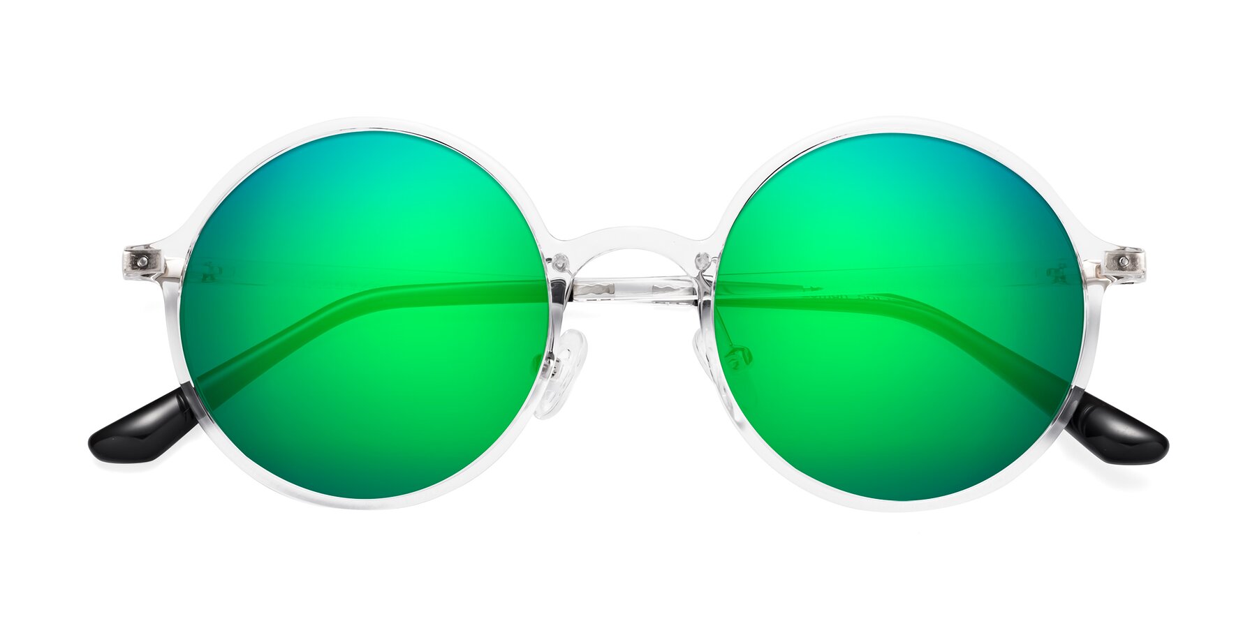 Folded Front of Lemon in Clear with Green Mirrored Lenses