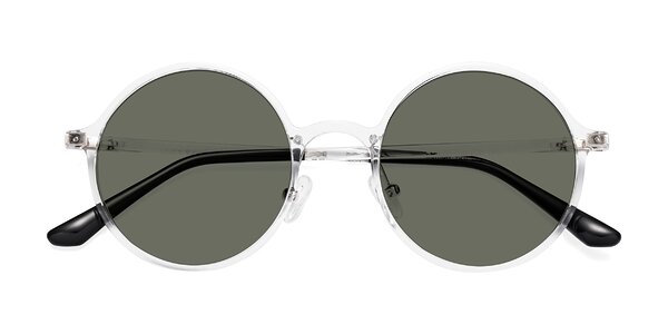 Black Retro-Vintage Metal Round Polarized Sunglasses with Gray Sunwear ...