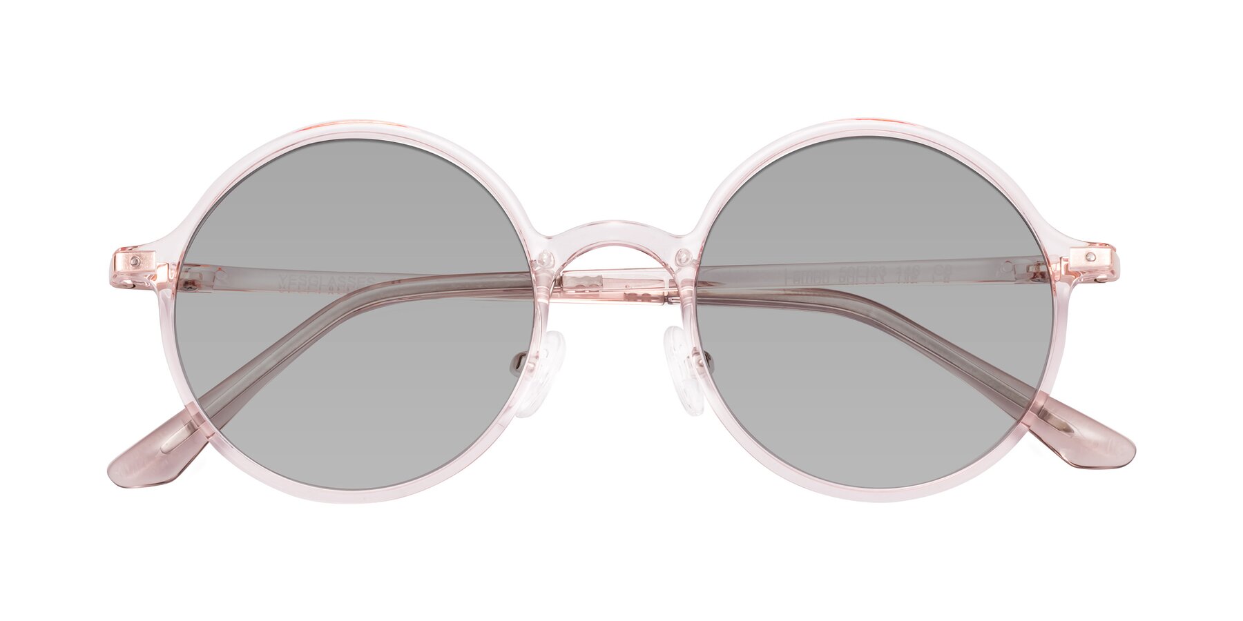 Folded Front of Lemon in Transparent Pink with Light Gray Tinted Lenses