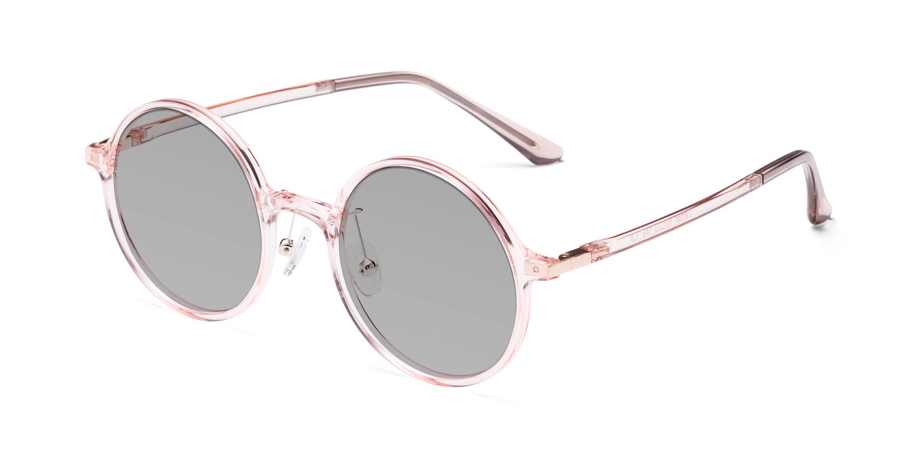 Angle of Lemon in Transparent Pink with Light Gray Tinted Lenses