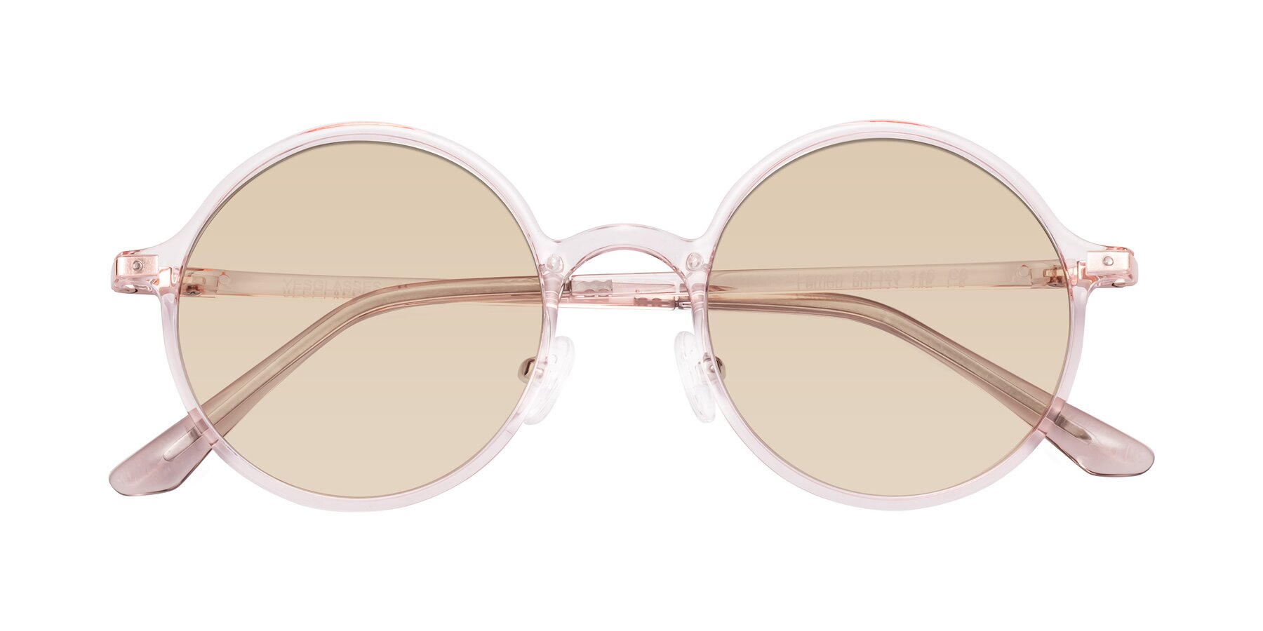 Folded Front of Lemon in Transparent Pink with Light Brown Tinted Lenses