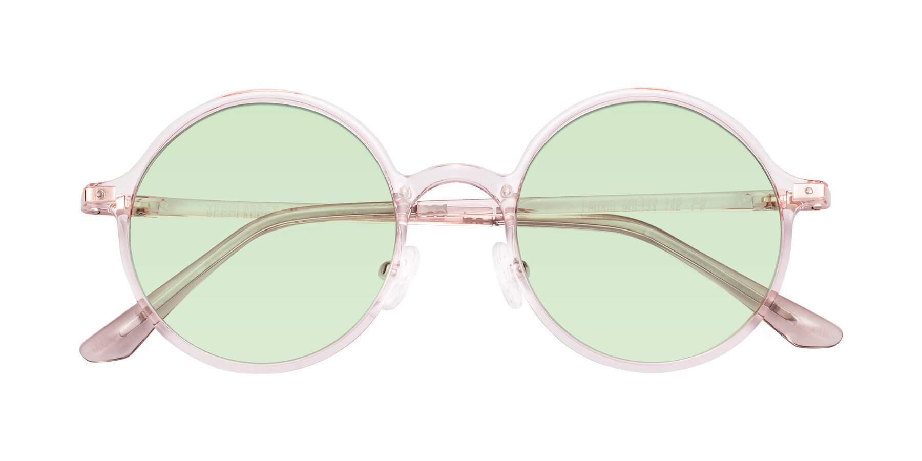 Folded Front of Lemon in Transparent Pink with Light Green Tinted Lenses