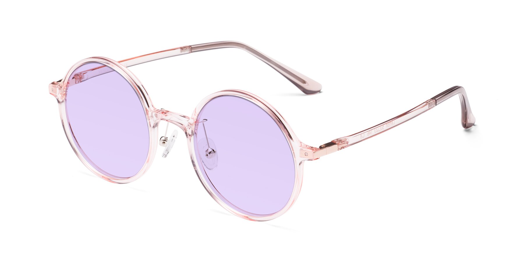 Angle of Lemon in Transparent Pink with Light Purple Tinted Lenses